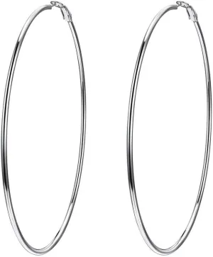 Stylish Hoop Earrings for Women, Black/18K Gold Plated Stainless Steel Hoop Earrings Hypoallergenic, 50mm/70mm/100mm, Come with Box
