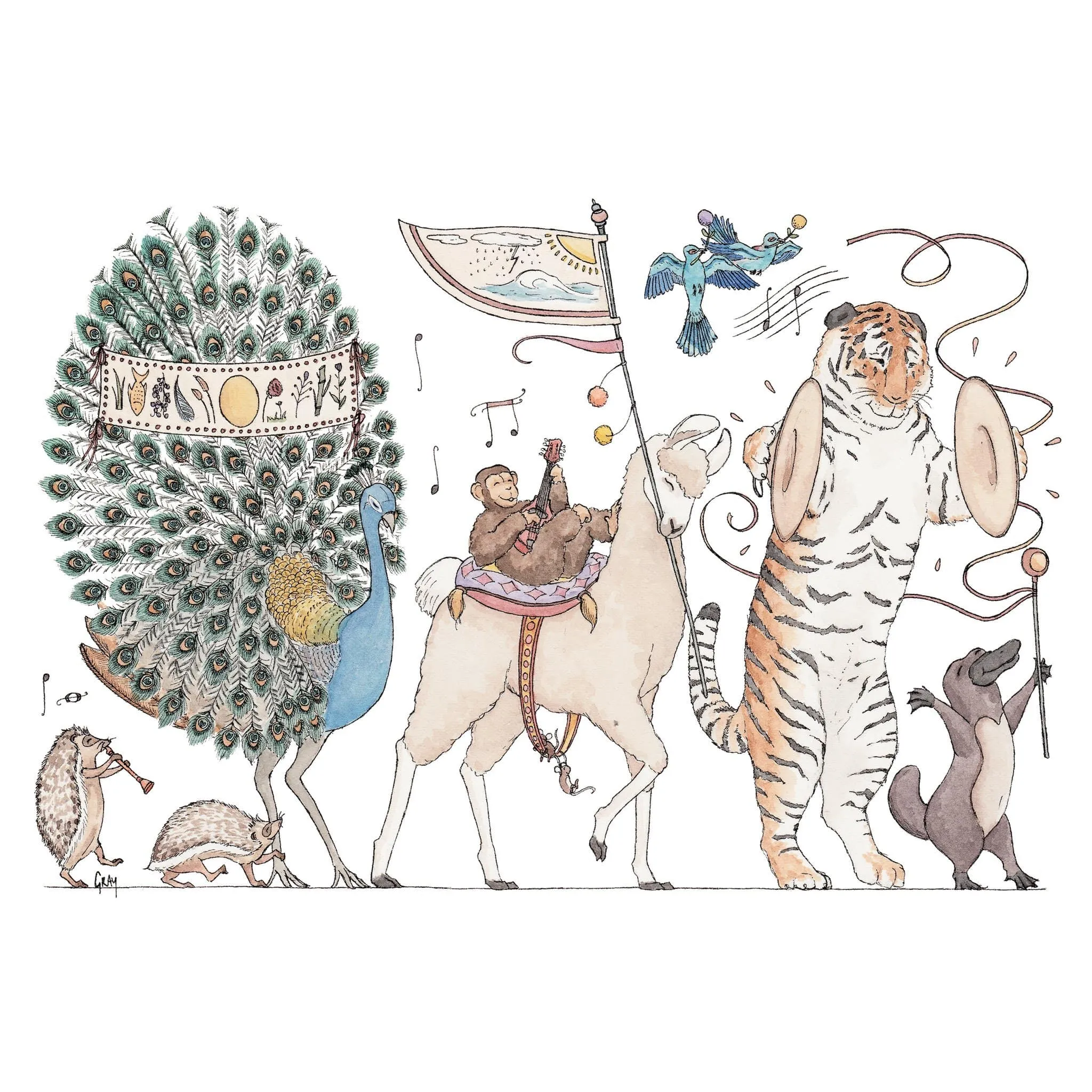 Summer Parade ~ Greeting Card featuring Watercolour & Ink Illustration by Stephanie Gray