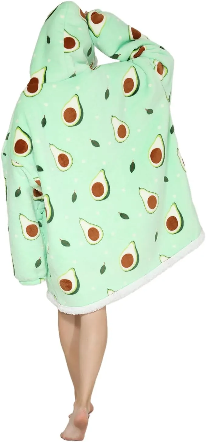 Wearable Blanket Hoodie Oversized Hooded Blanket for Adult Women Super Soft Comfortable Warm Flannel Green Avocado