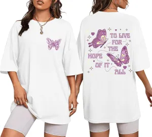 Womens Oversized Butterfly Inspirational Tshirts Positive Message Shirt Motivational Saying Aesthetic Graphic Tee Tops