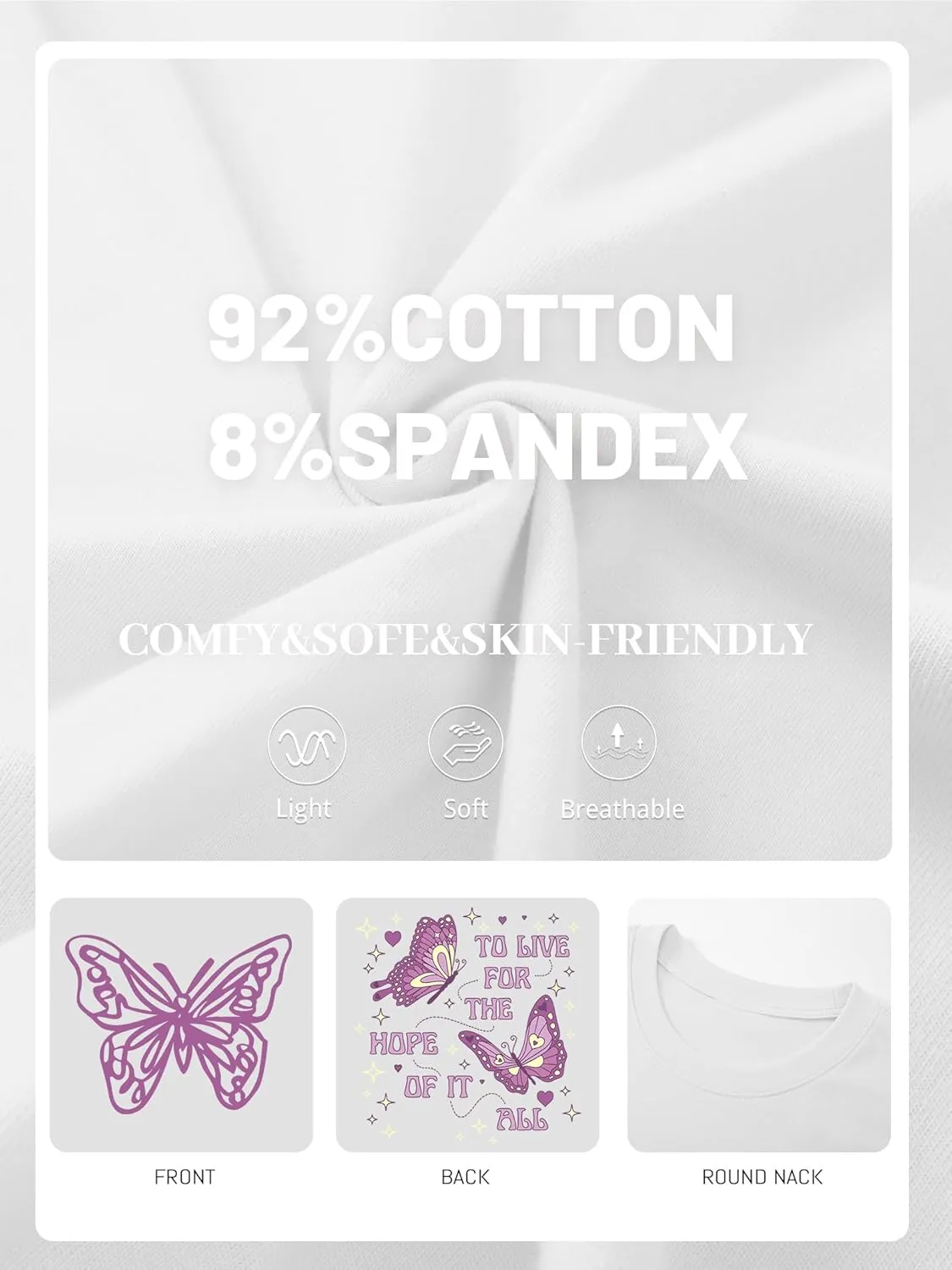 Womens Oversized Butterfly Inspirational Tshirts Positive Message Shirt Motivational Saying Aesthetic Graphic Tee Tops