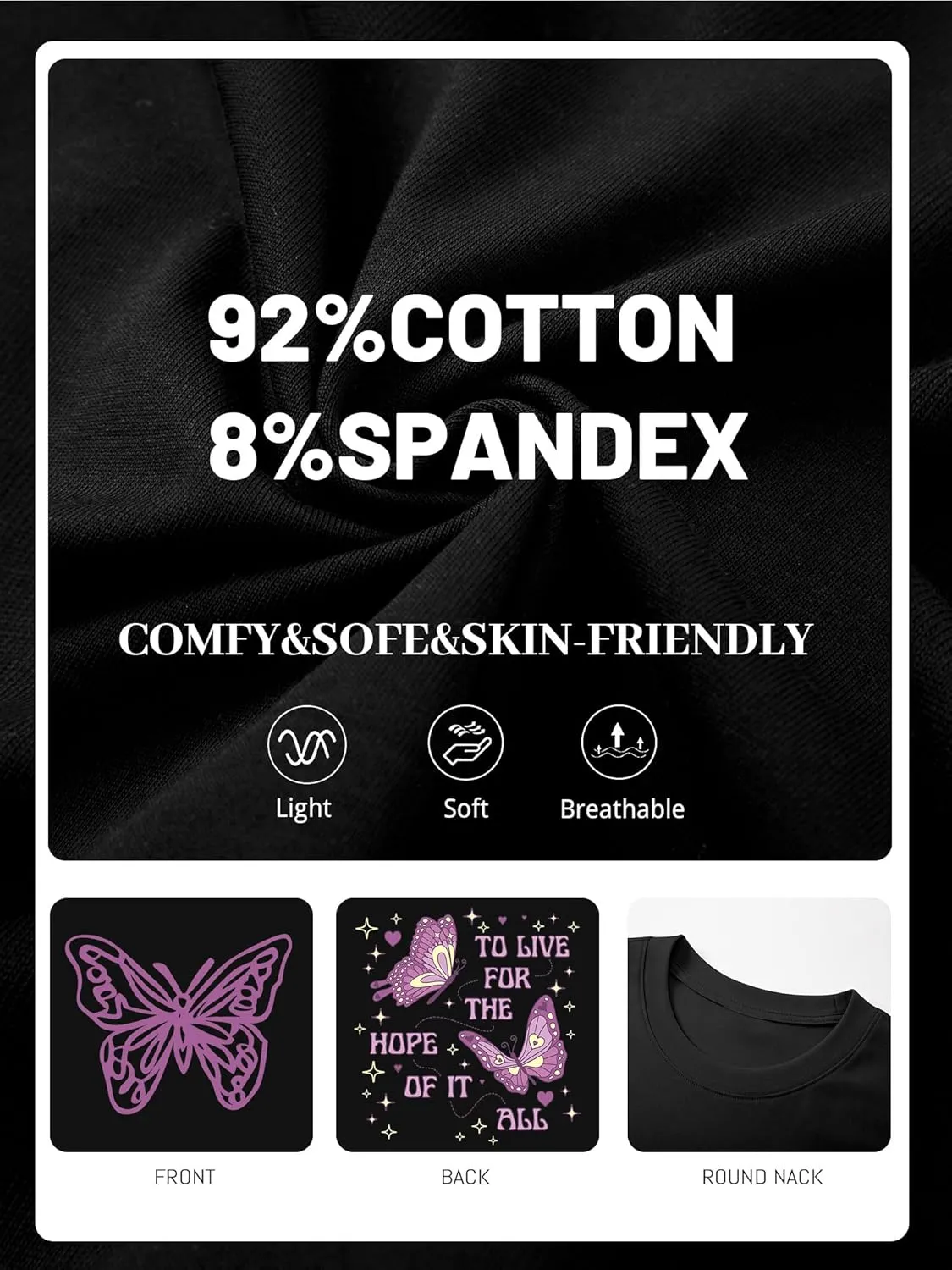 Womens Oversized Butterfly Inspirational Tshirts Positive Message Shirt Motivational Saying Aesthetic Graphic Tee Tops