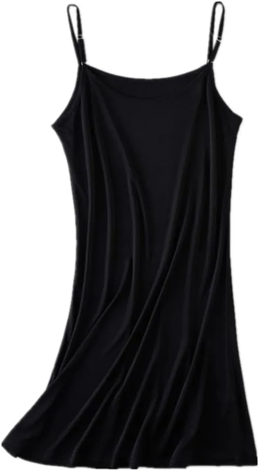 Women's Sleepwear 100% Mulberry Silk Under Dress Adjustable Spaghetti Strap Knee Length Undergarment Sleepwear