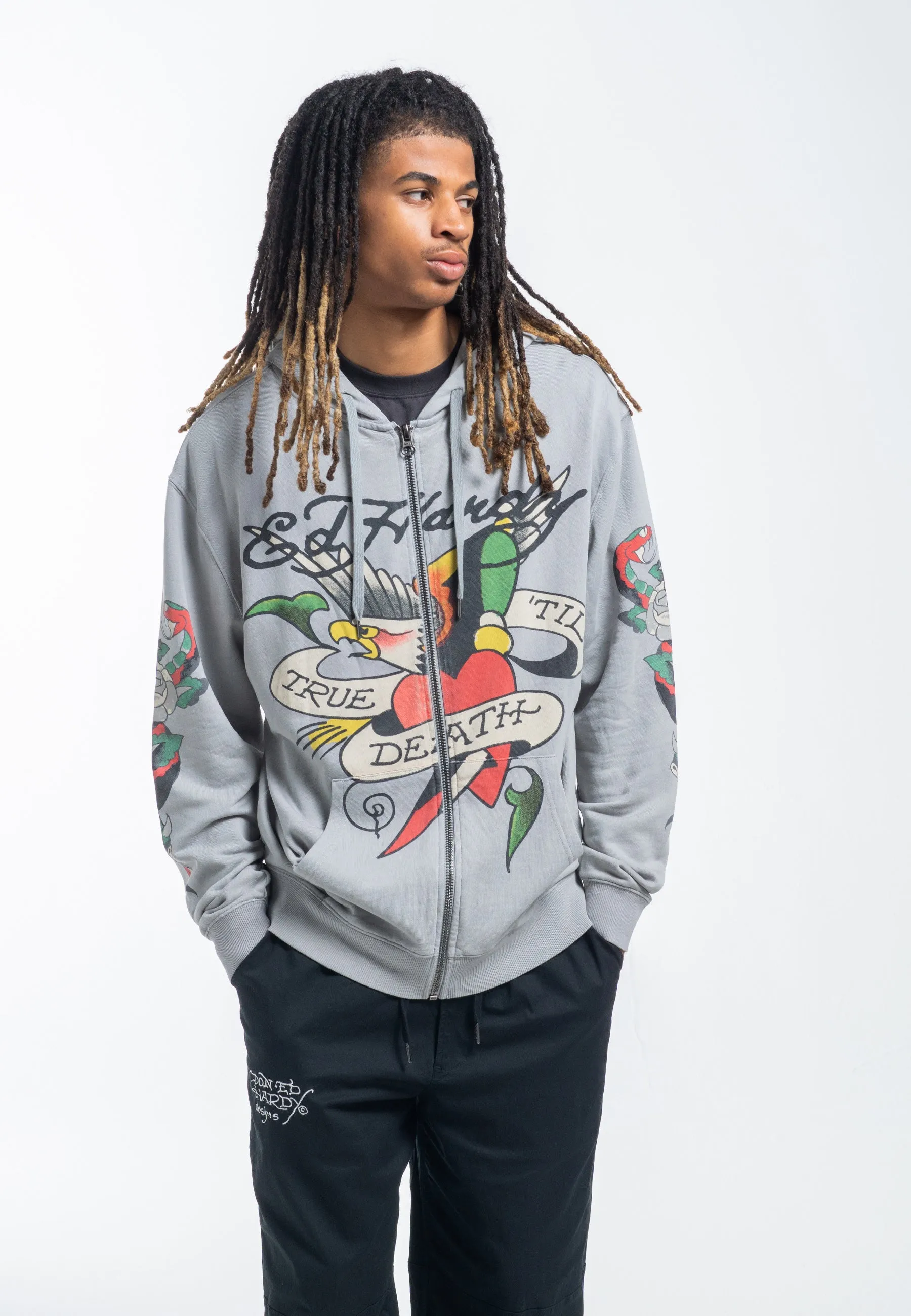 Womens True Snake Zip Through Hoodie - Grey