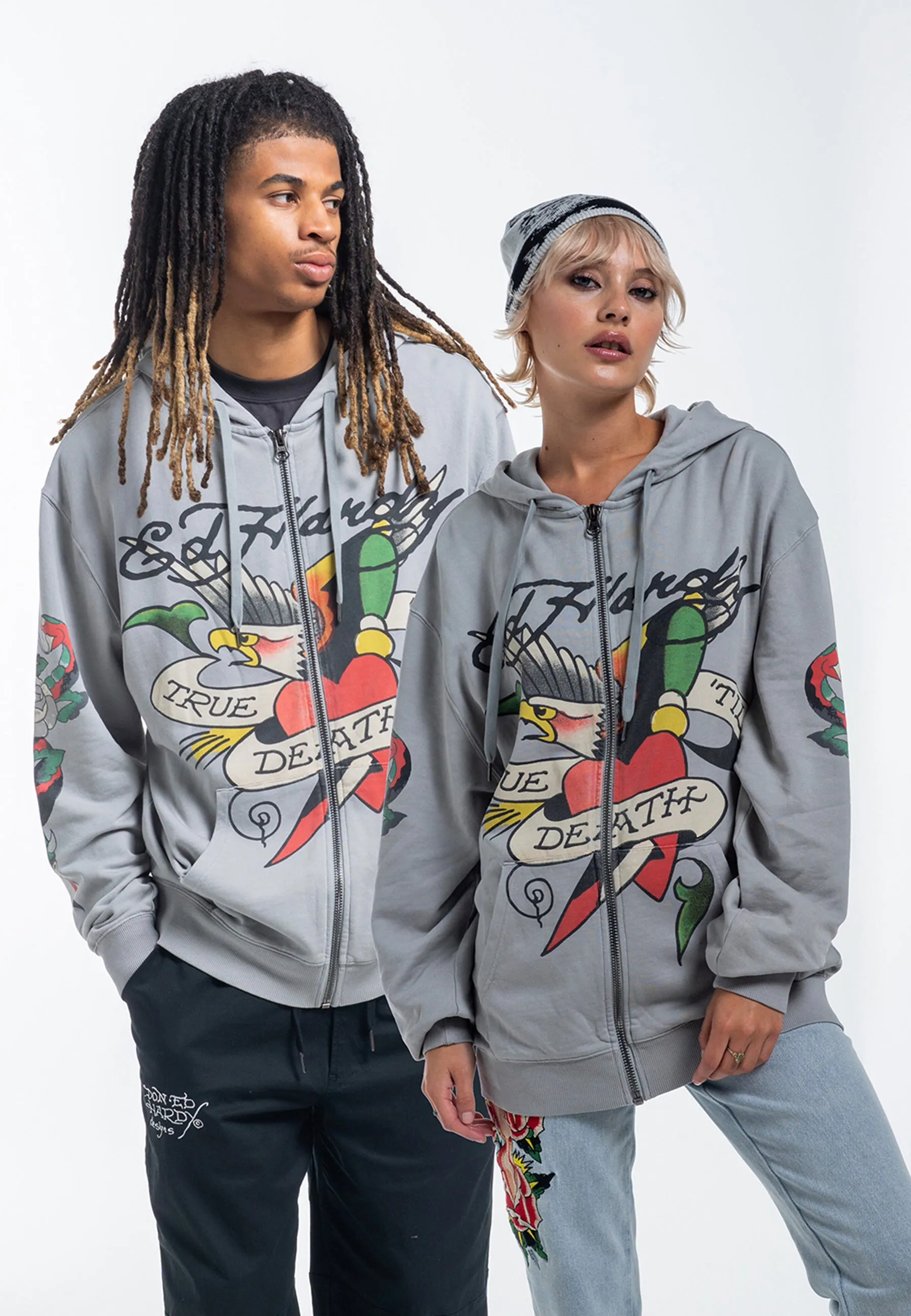 Womens True Snake Zip Through Hoodie - Grey
