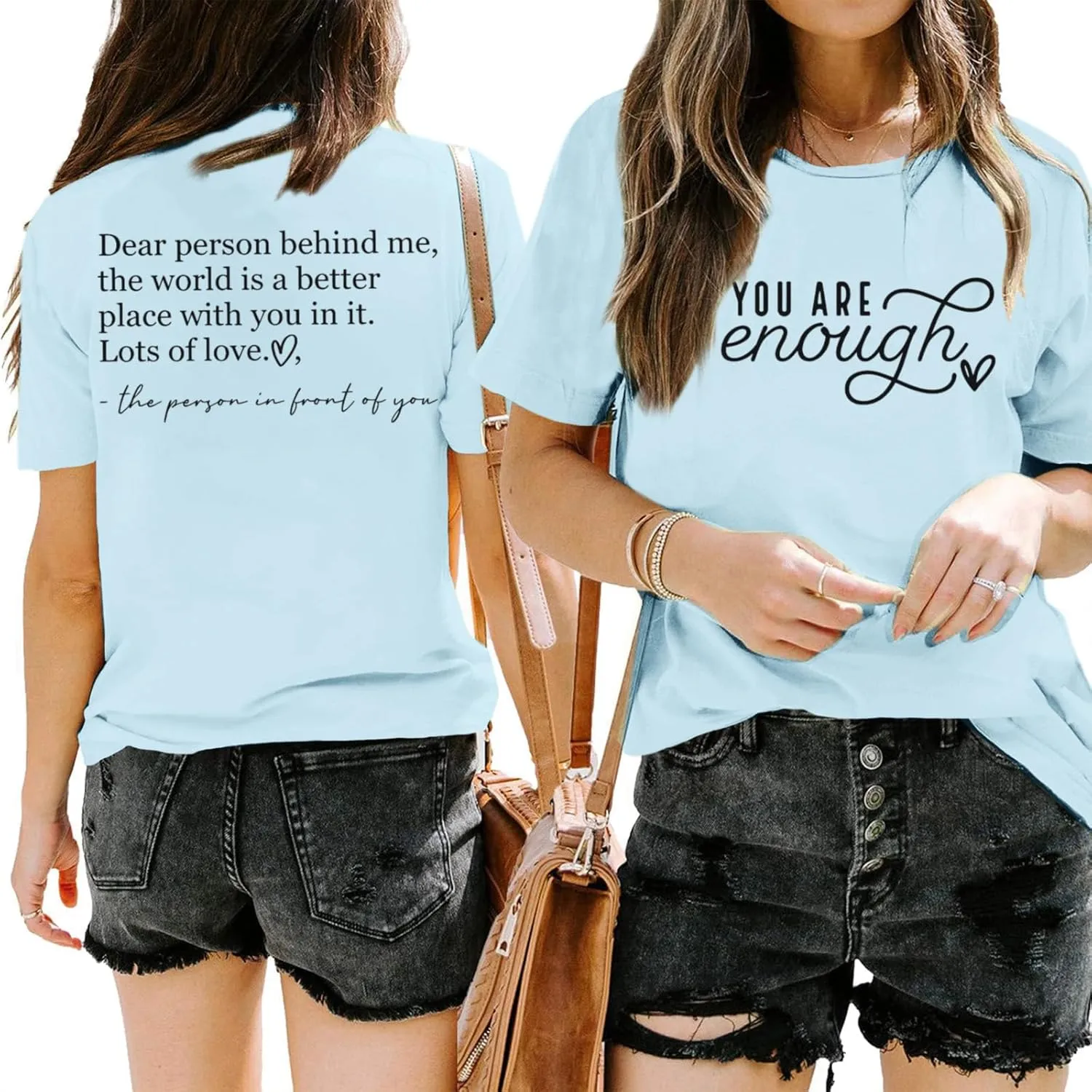 You are Enough Dear Person Behind Me Shirt Women Mental Health Matters Inspirational Tshirts Positive Tees Tops